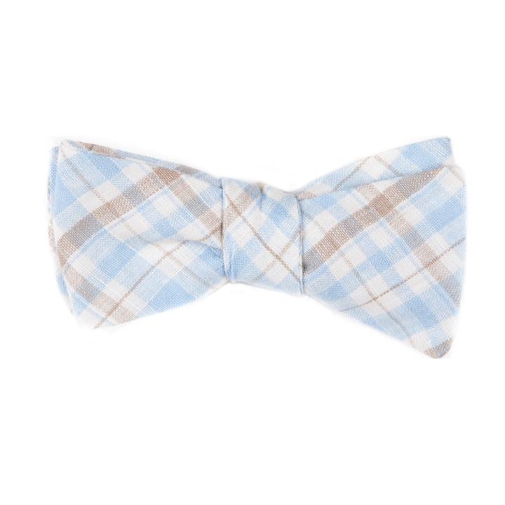 Mill City Fineries Light Blue and Brown Plaid Bow Tie