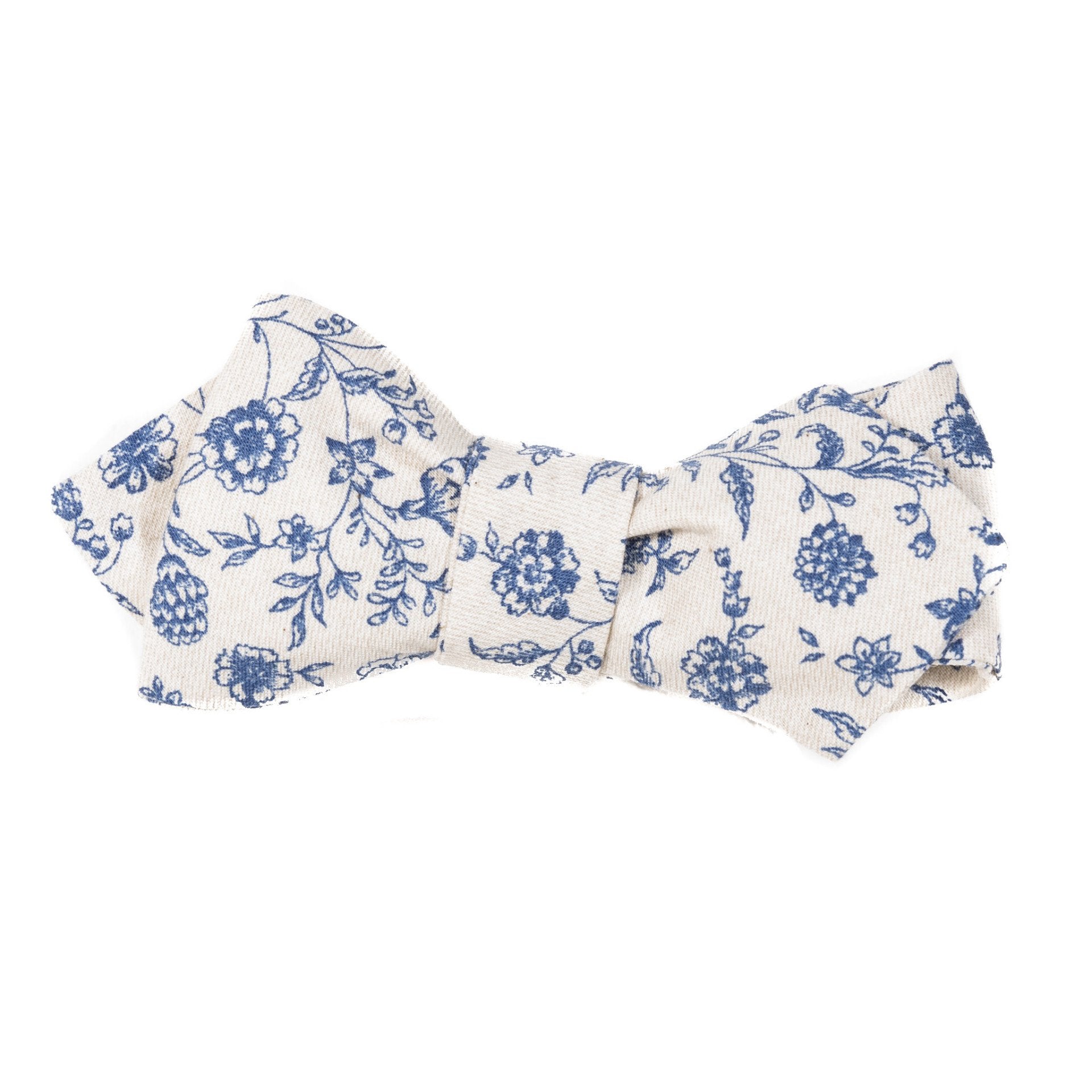 Mill City Fineries Japanese Floral Cotton Twill Diamond Point Bow Tie